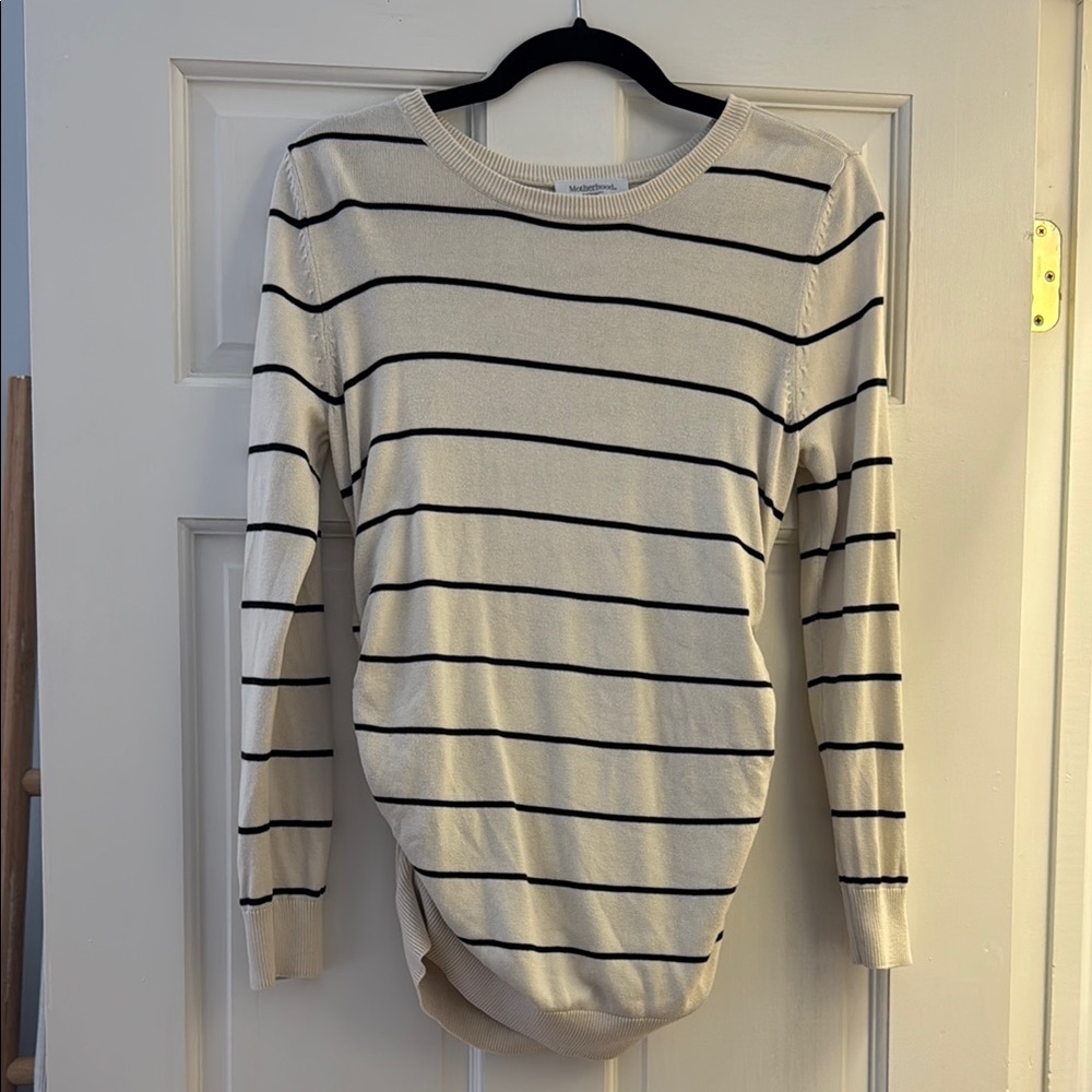 Motherhood Maternity Striped Cream and Black Sweater